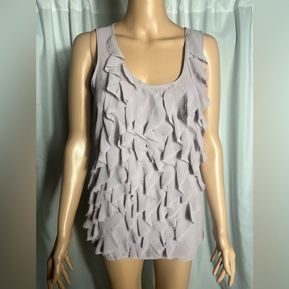 Michael Kors Women’s Size 8 Chic Ruffled Sleeveless Top Light Lavender Tank - Picture 2 of 6